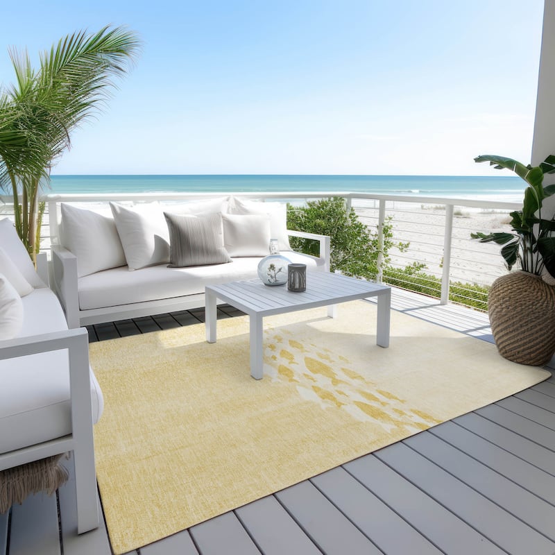 Machine Washable Indoor/ Outdoor Chantille Modern Sea Life Rug