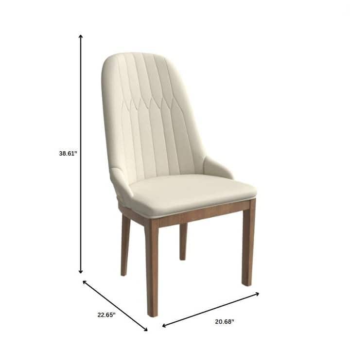 Leather Dining Chair with Rubberwood Legs Set of 4 Side Charis Sleek Diamond Stitching Back