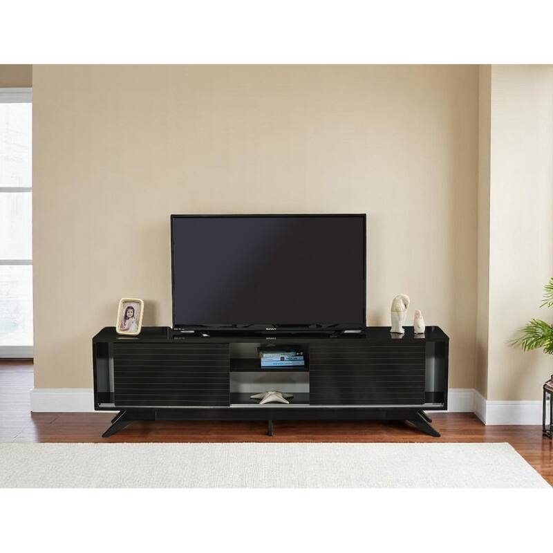 Lucina Modern TV Stand with 2 Sliding Door Cabinet 2 Shelves, Living Room Entertainment Center