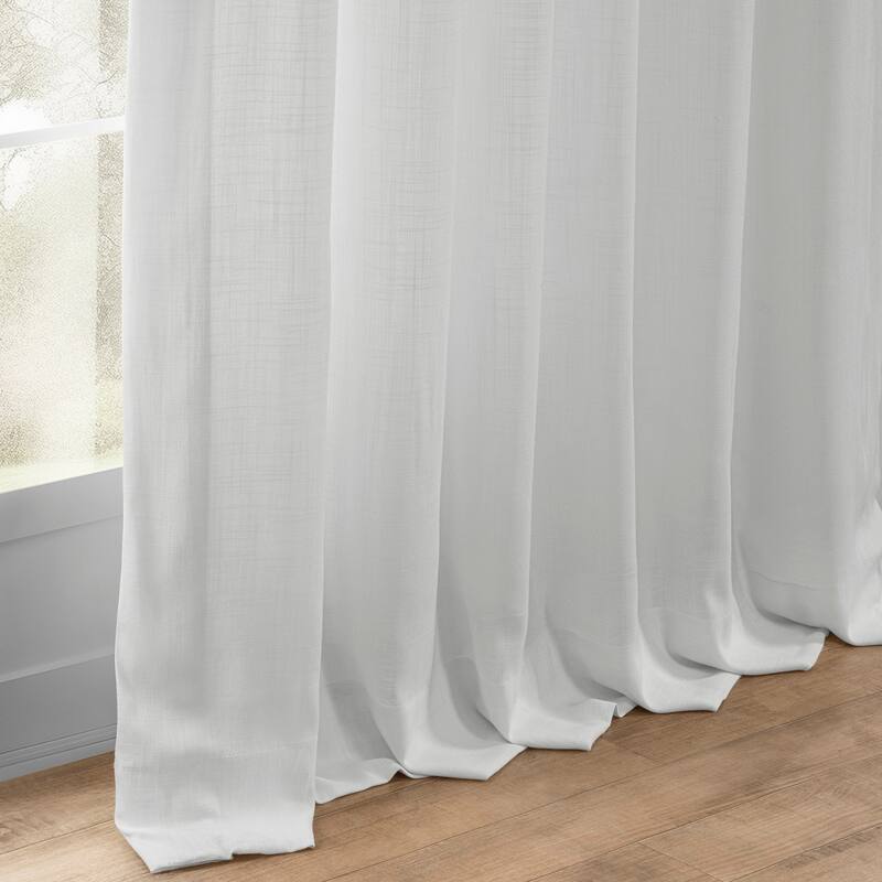 Exclusive Fabrics Summer Solid Linen Blend Rod Pocket Light Filtering Curtains For Bedroom & Living Room Curtains (2 Panels)