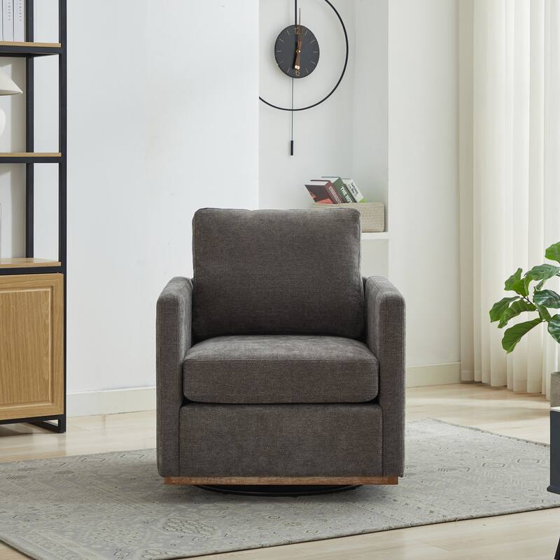 Chenille Swivel Accent Chair (Square Design)