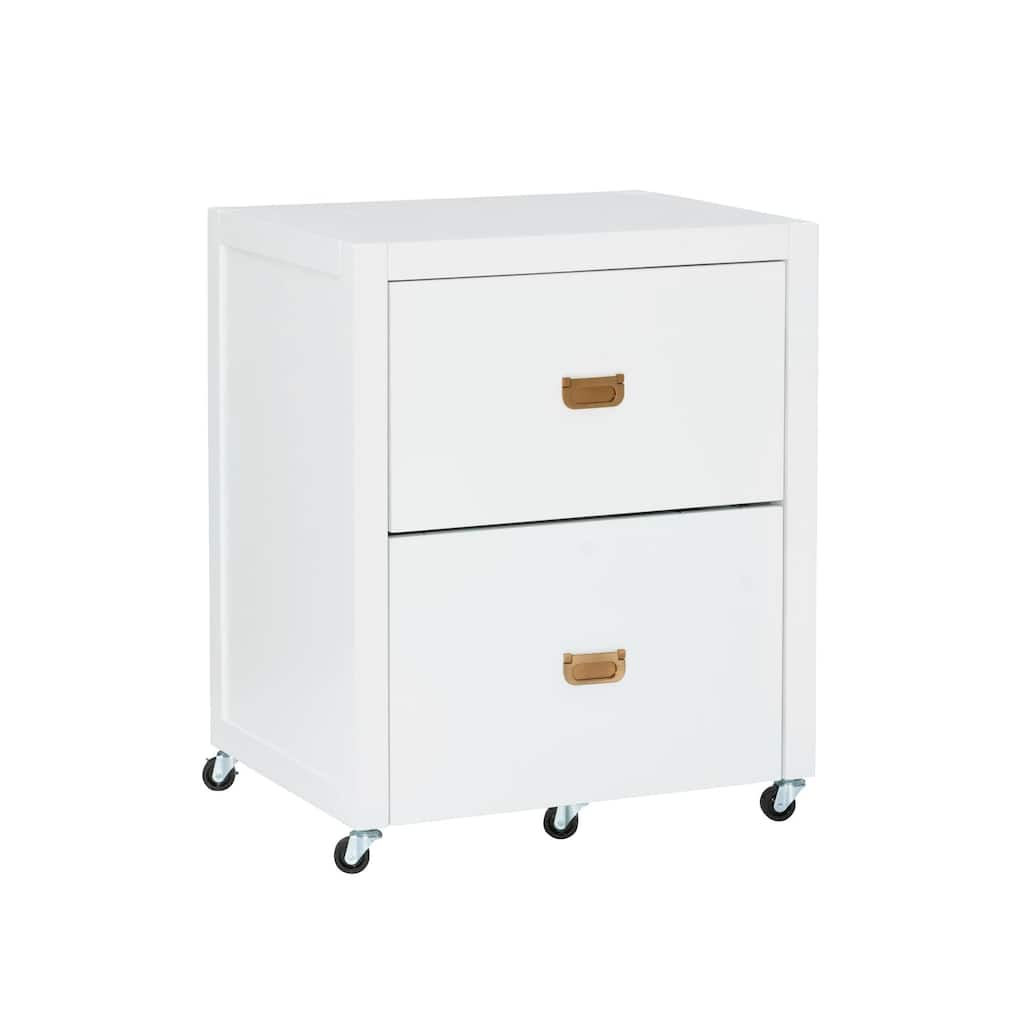 Two Drawer File Storage Cabinet with Rolling Casters - 26.75" - White