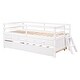 preview thumbnail 11 of 33, Elegant Low Loft Bed Twin Size with Trundle, Full Safety Fence, Climbing ladder and Storage Drawers, Solid & Sturdy, White