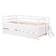 preview thumbnail 11 of 33, Low Loft Bed Twin Size with Trundle, ladder and Storage Drawers, White