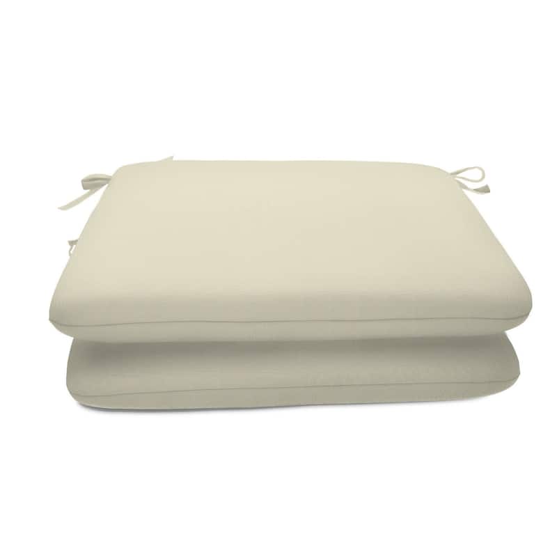 Sunbrella Solid Fabric 2-Piece Indoor/Outdoor Seat Pad Cushion, 18"W x 18"L - Spectrum Eggshell - 18"W x 18"L