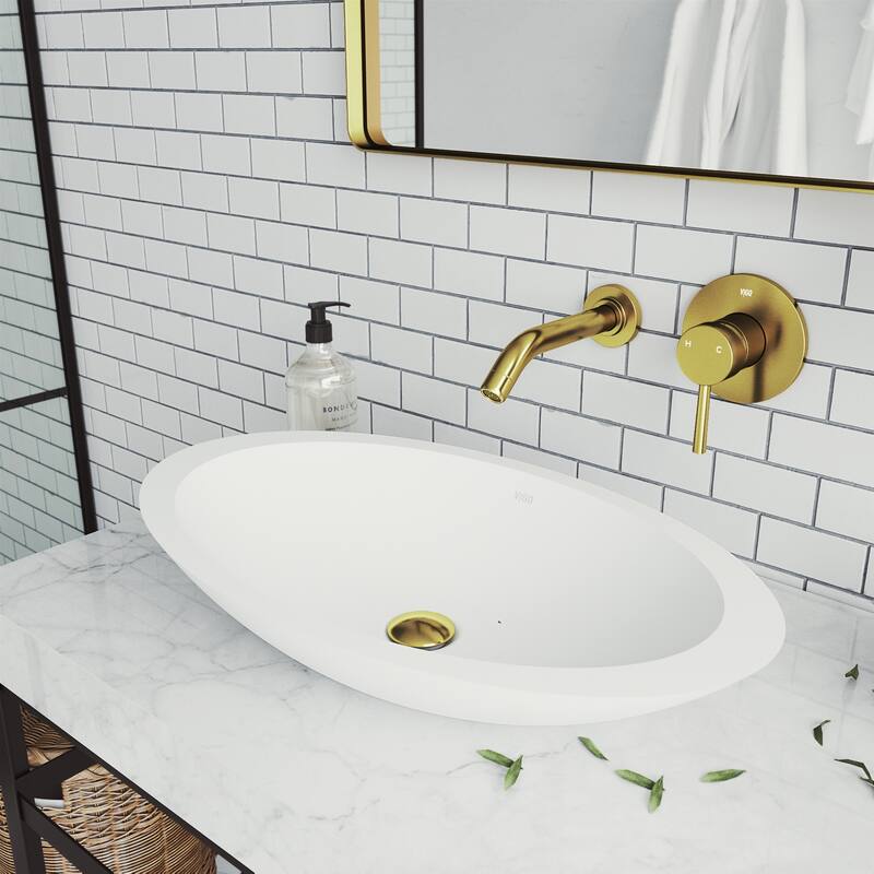 VIGO Olus 5" H Single Handle Wall Mount Bathroom Faucet