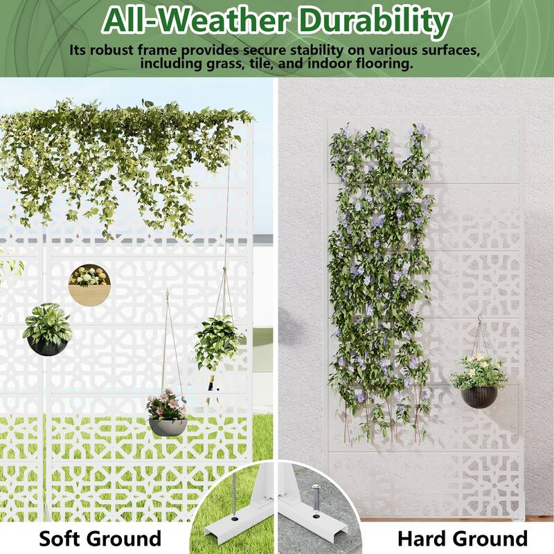 Rectangle Outdoor Privacy Screens Metal Screen Fence Panel Set of 2