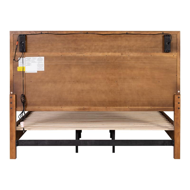 Furniture of America Forma Mid-Century Modern 3-Piece Walnut Solid Wood Platform Bedroom Set