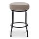 preview thumbnail 1 of 8, NADAAL STUDIOS Loric Swivel Counter Stool, Round Upholstered Seat with Piping Detail, Light Brown Light Brown