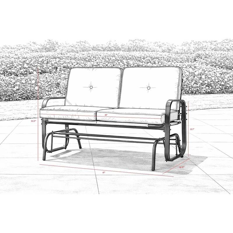 Winston 2-Person Brown Steel Outdoor Loveseat Glider with Polyester Tan Cushion - N/A
