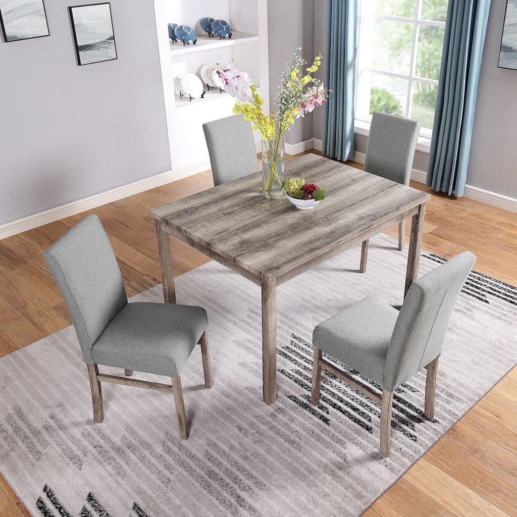 5-Piece Modern Dining Set With Dining Table And 4 Dining Chairs,Ergonomic Stools and Durable Materials