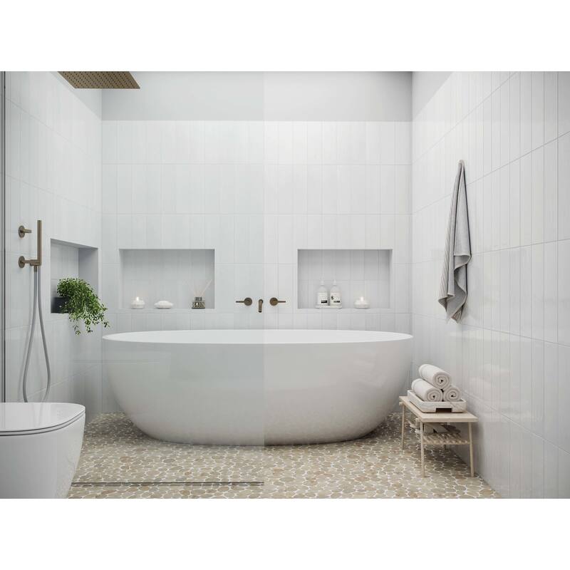 Cruz Bay Studio BS14 Seadrift - 12" x 12" Pebble and Rock Floor and - Budi Creme