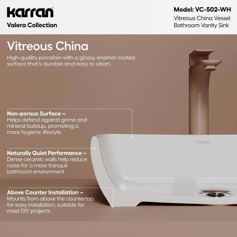Karran Valera 19" Vitreous China Vessel Bathroom Sink in White