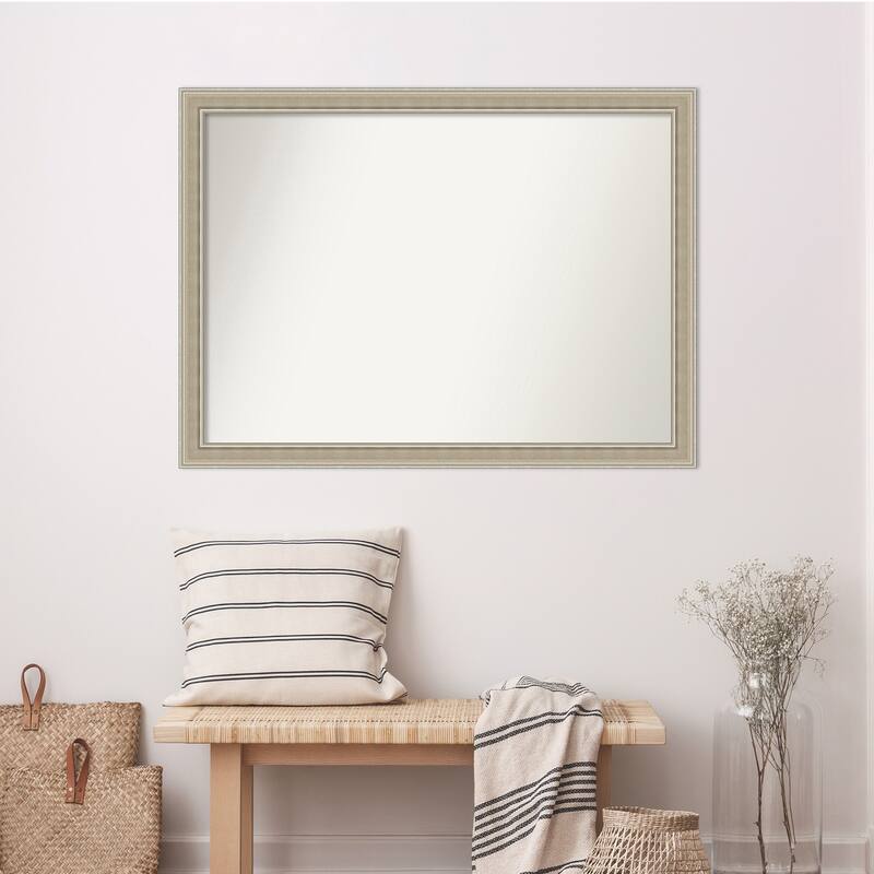 Mezzo Silver Non-Beveled Wood Framed Wall Mirror - Mezzo Silver
