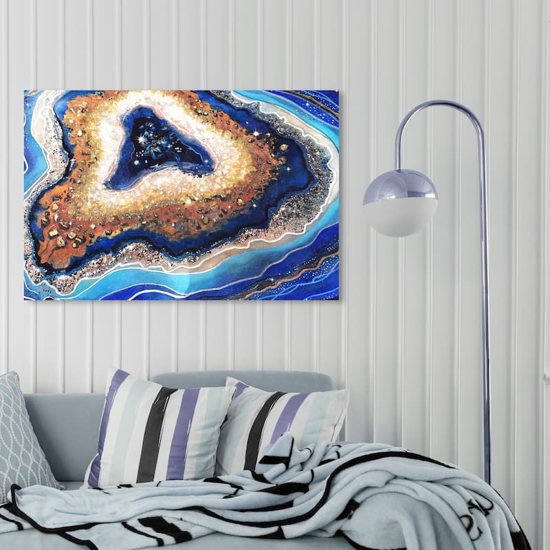 Wynwood Studio Canvas Abstract Blue Diamond Horizontal Blue and Modern & Contemporary Wall Art Canvas Print - 30 x 45