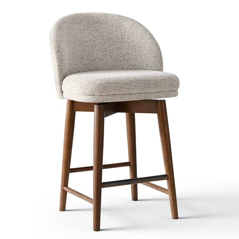 25.5" Swivel Upholstered Counter Stool Solid Wood Leg(Set of 2)