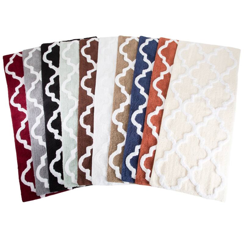24x60-Inch Bathmat with Trellis Pattern and Non-Slip Base - Machine Washable Bathroom Rugs by Lavish Home (Burgundy)