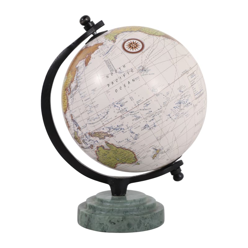 Marble Resin Globe Modern Contemporary - 9" Green/Black - 9.0"