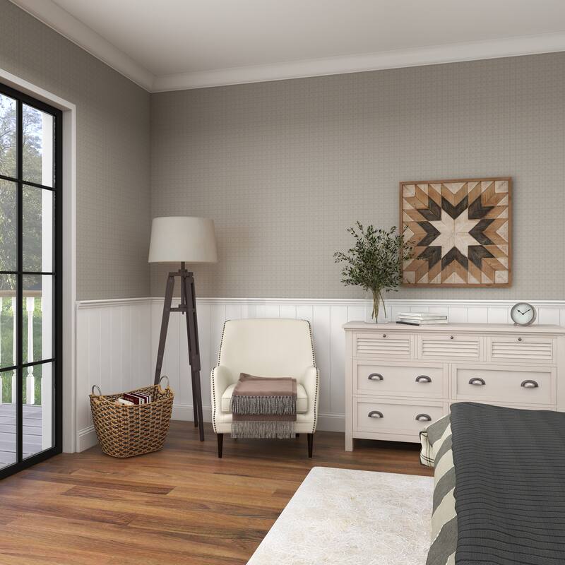 Black Wood Tripod Room Floor Lamp with Cream Linen Shade