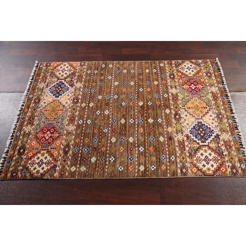 Vegetable Dye Kazak Oriental Wool Area Rug Hand-knotted Bedroom Carpet - 3'4" x 5'11"