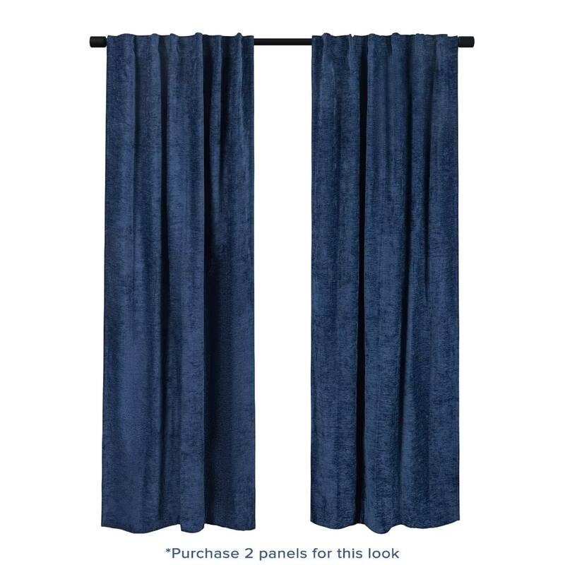 Chenille Solid Room Darkening Back Tab Single Curtain Panel