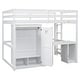 preview thumbnail 27 of 30, Full Size Loft Bed with Wardrobe, Desk, and Storage Drawers, Modern Space-Saving Design, Solid Pine Wood Frame, Grey