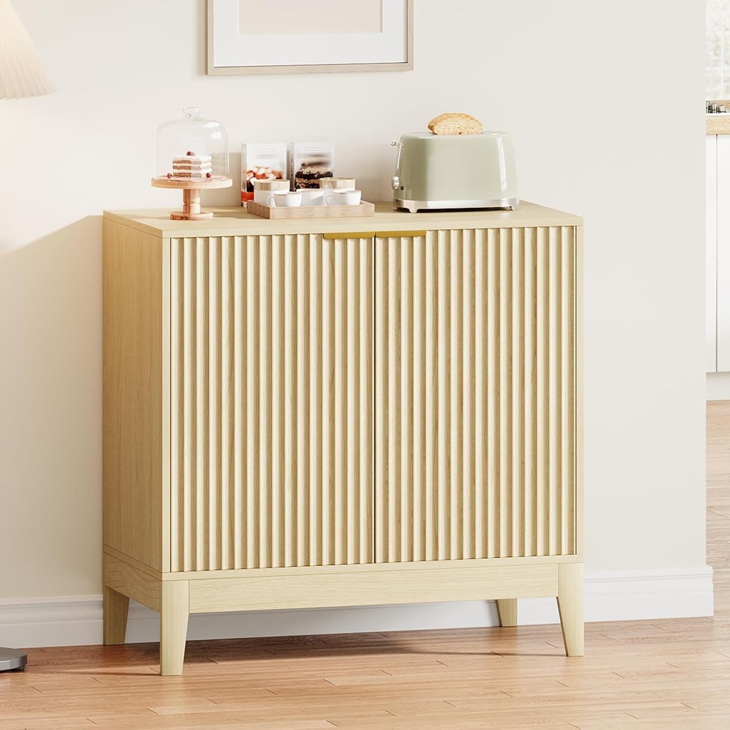 31.5" Fluted Storage Cabinet with Gold Handles