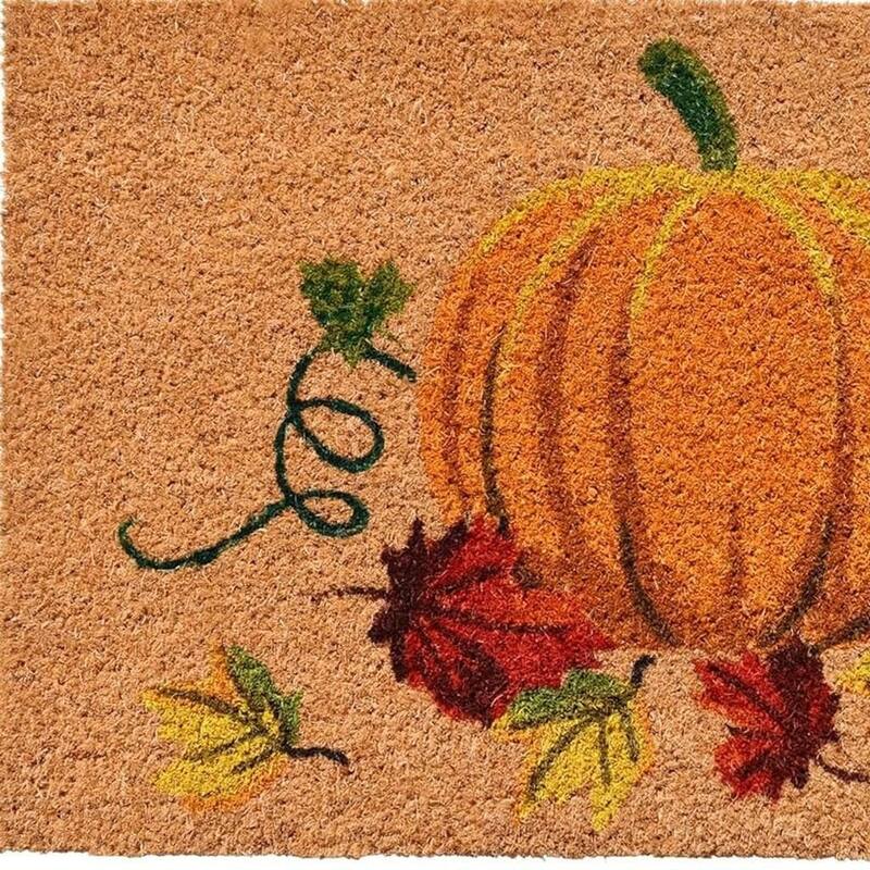 HomeRoots 24" X 36" Natural And Orange Coir Pumpkin Outdoor Fall Door Mat - 24' X '36