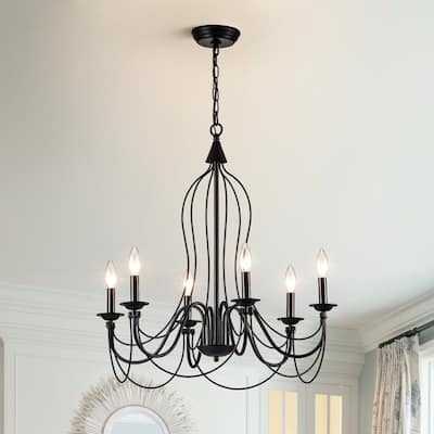 Maxax 6 - Light Candle Style Classic Chandelier with Wrought Iron - 25.6*25.6*27