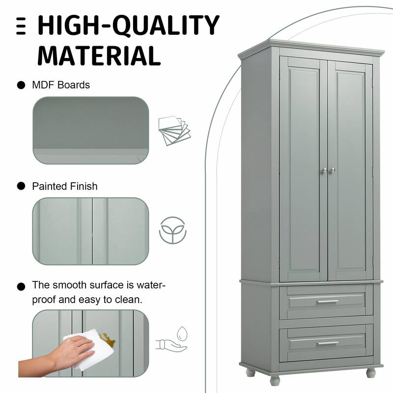 Tall Storage Cabinet with Two Drawers