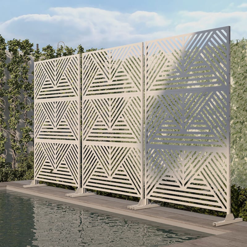 Outdoor Privacy Screen with Stand for Patio Garden Metal Fence