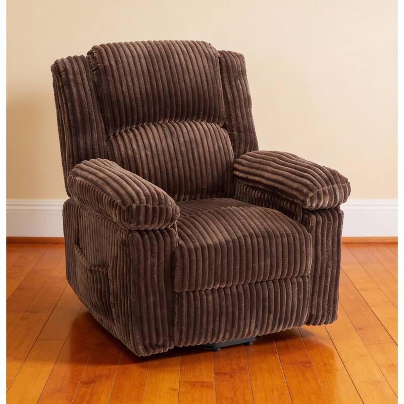 Corduroy Recliner Chair, Manual Recliner Sofa with Handle - Brwon
