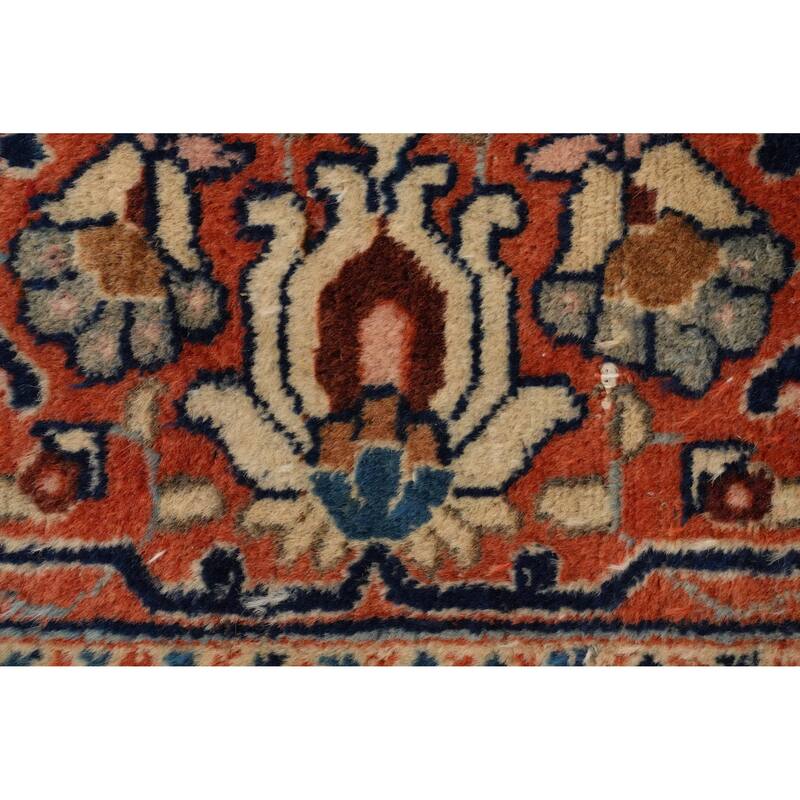 Hand Knotted Oriental 100% Wool Carpet Traditional Floral Navy Blue & Blues Tabriz Area Rug - 11' 10'' X 9' 4''
