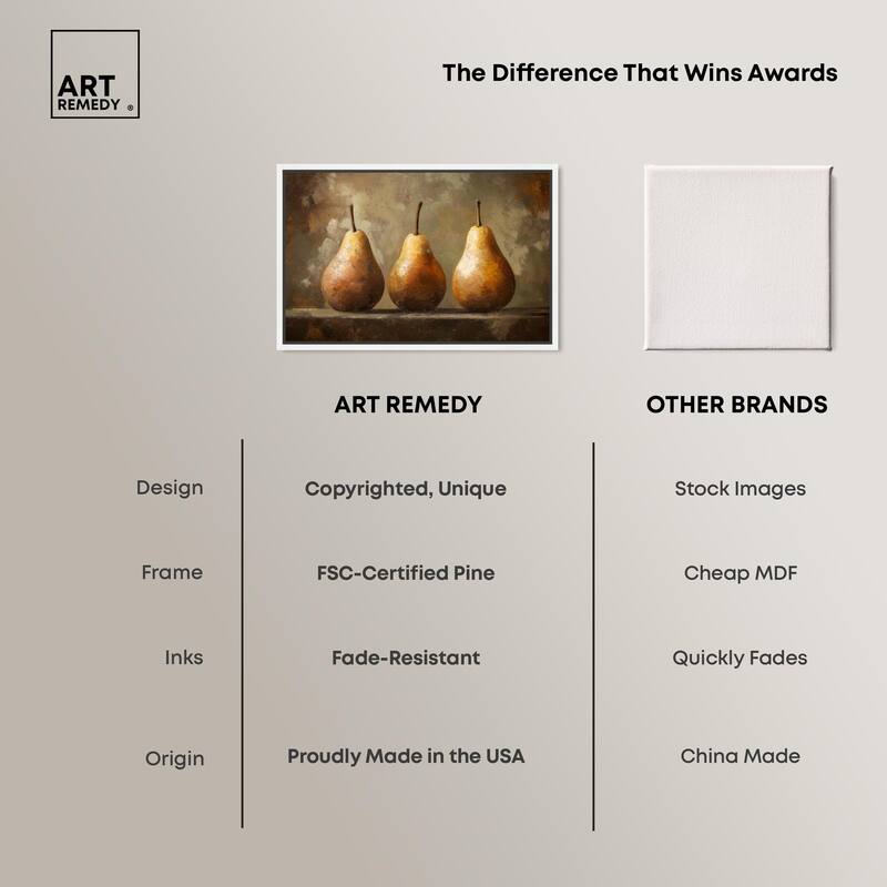 Pear Trio Canvas by Art Remedy