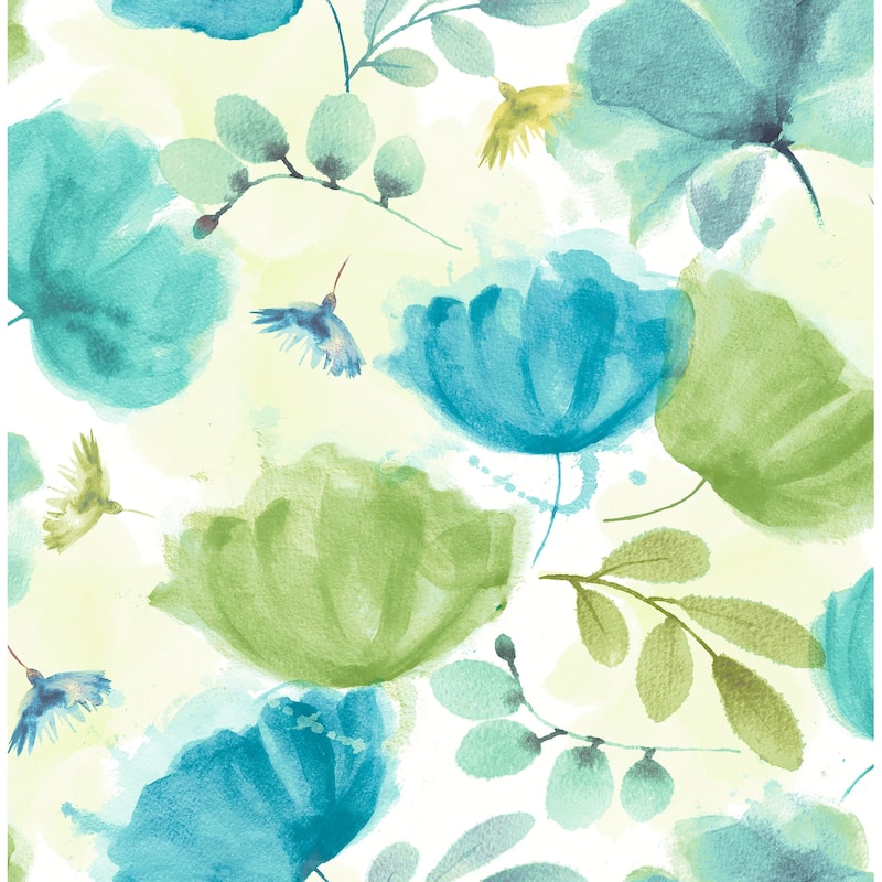 Flowers Milpitas Zahra Turquoise Floral 33' L X 20.5" W Wallpaper Roll