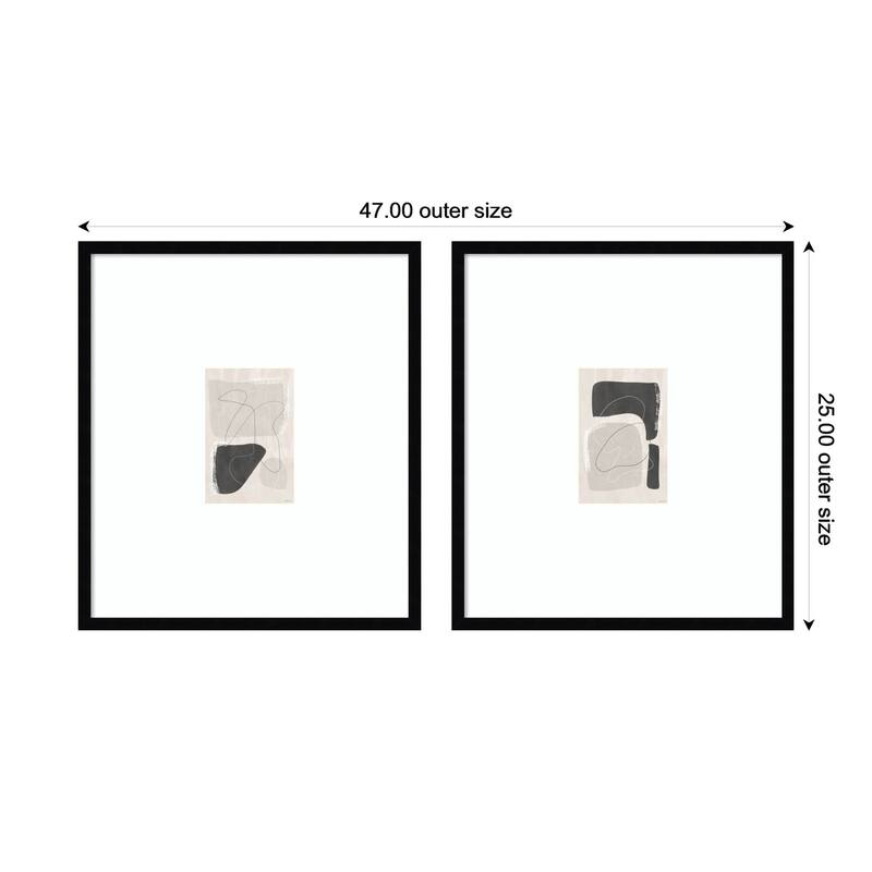 Kate and Laurel Abstract Shapes 01 & 02 2 Piece Framed Wall Art Print Set by Gabrielly Guedes