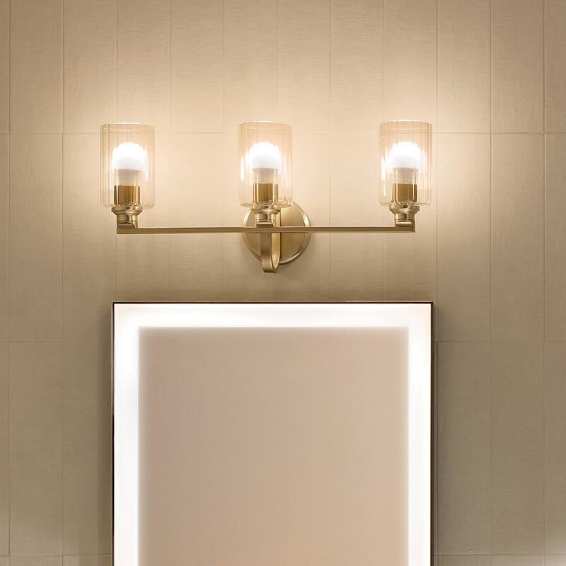Kichler Lighting Gioe 24.25" 3-Light Vanity Light with Clear Fluted Glass in Champagne Bronze