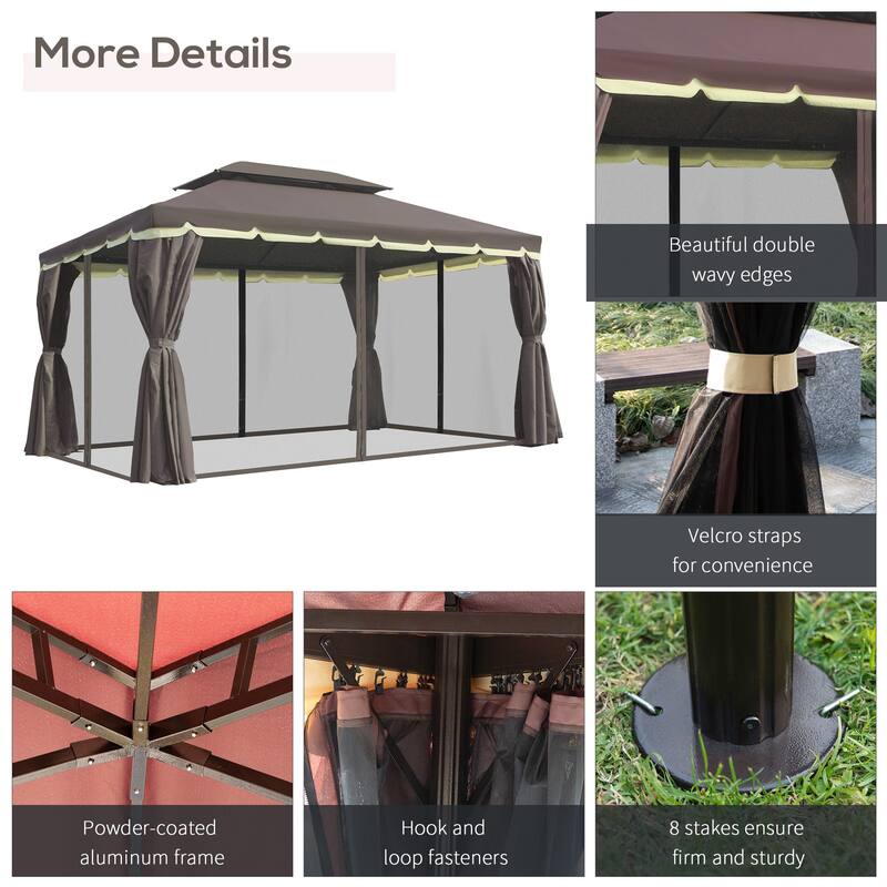 Outsunny 10x13-foot Aluminum Soft Top Patio Gazebo with Curtains