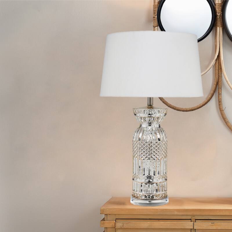 Alden Décor Ollie Mercury Glass Table Lamp, Silver
