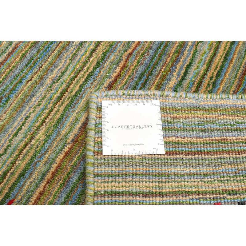ECARPETGALLERY Hand Loomed Kashkuli Gabbeh Green Wool Rug - 3'0 x 4'7