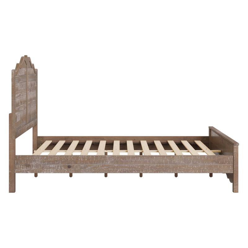 Modern Bed Solid Wood Platform Bed Frame Queen/King Size Bed with Headboard and Wood Slat Support for Bedroom