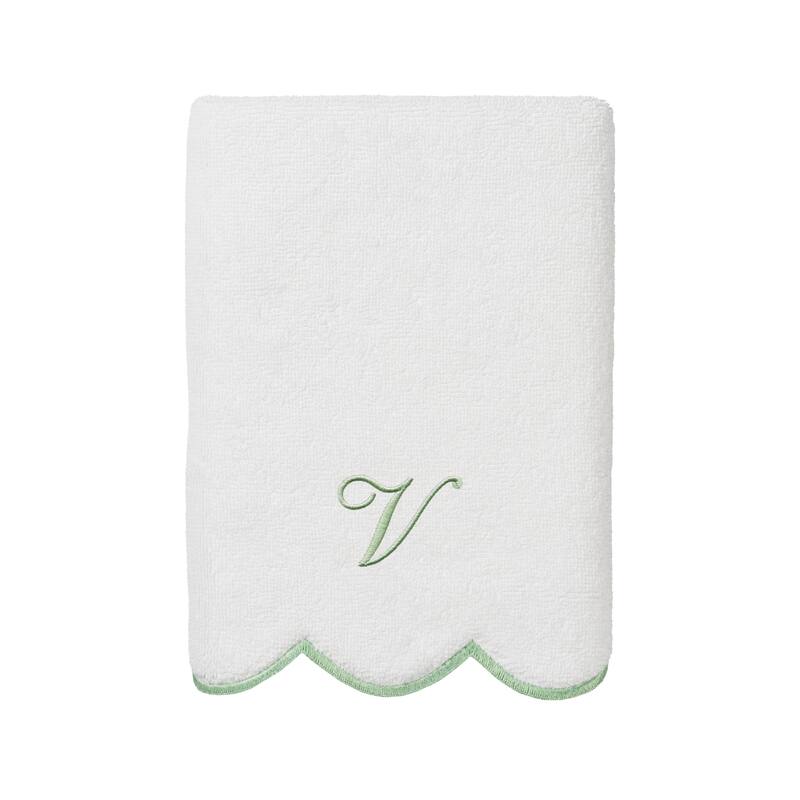 Authentic Hotel and Spa 100% Turkish Cotton Green ADORNIA Scallop Personalized 3 Piece Towel Set - 3 Piece Set