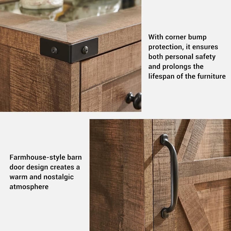 Farmhouse Vanity Desk with Mirror and Storage Space, Stool Included