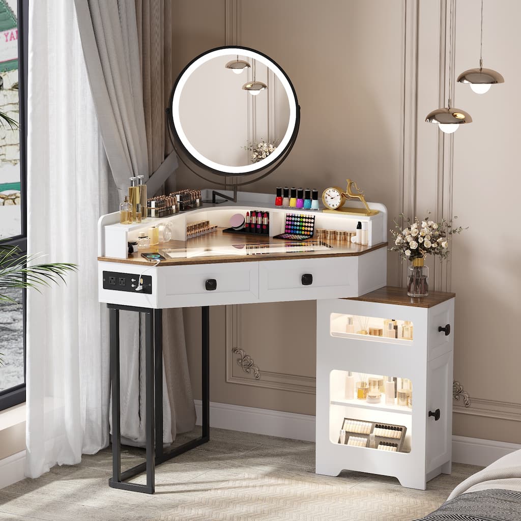 Corner Makeup Vanity With Mirror