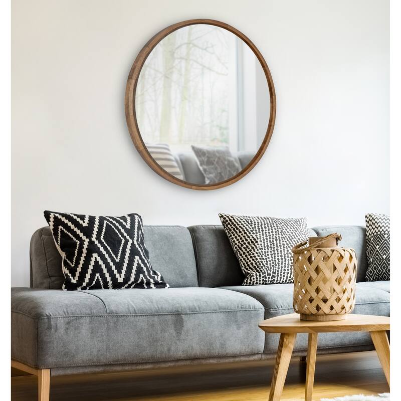 Kate and Laurel Evans Framed Round Wall Mirror - 30" Diameter