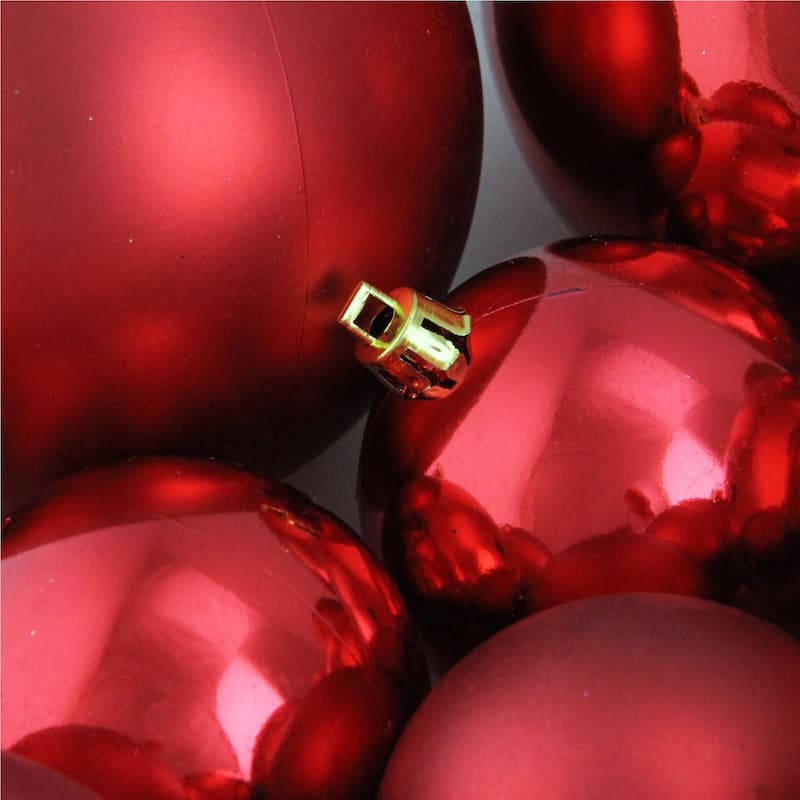 50ct Hot Red Shatterproof 2-Finish Christmas Ball Ornaments 4" (100mm).