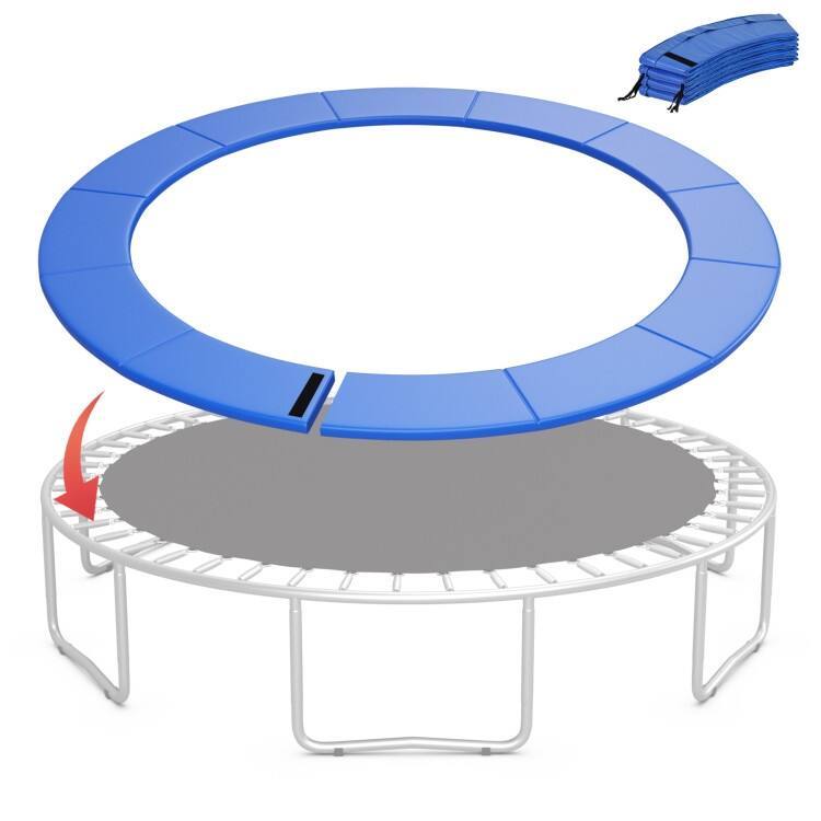 Blue PVC Foam Trampoline Safety Pad with Elastic Straps and Hook Closure