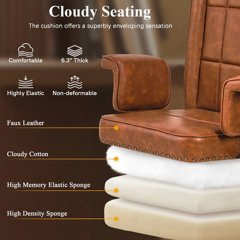 Pu Leather Home Office Desk Chair Adjustable Desk Chair Office Chair Computer Chair Ergonomic Mid Back with 360°Swivel