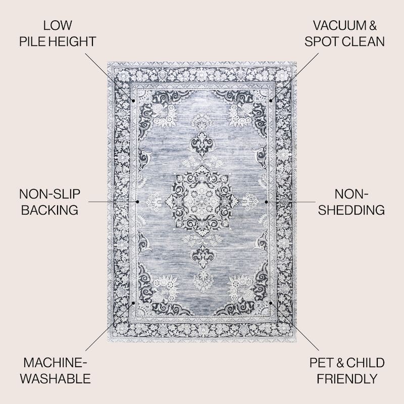 JONATHAN Y Wincer Bohemian Distressed Chenille Machine-Washable Area Rug