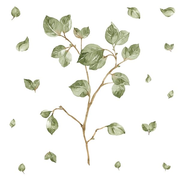 slide 2 of 5, RoomMates Green & Brown & Yellow Leaf Twig Giant Wall Decals